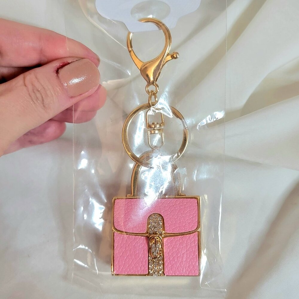 1 Large Pink Purse w/ Rhinestones Keychain / Bag Charms ~ Brand NEW